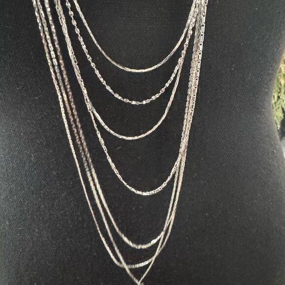 Secret Box Silver Tone Multi-Layer Necklace - Picture 2 of 5